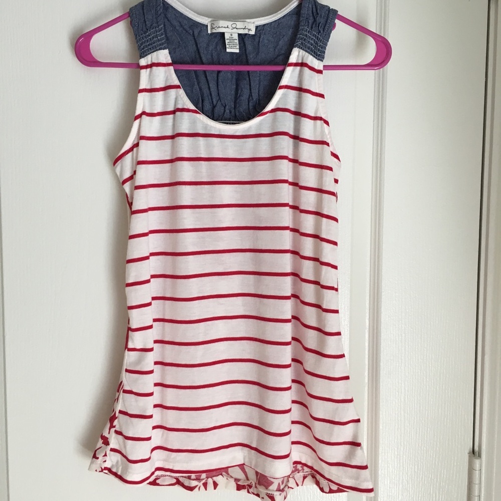 French Laundry Red & White Tank Top Size Small